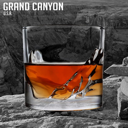 Grand Canyon Heavy Crystal Whiskey Glasses Gift Set of 4, Thick Freezable Bourbon Glass 1lb Each