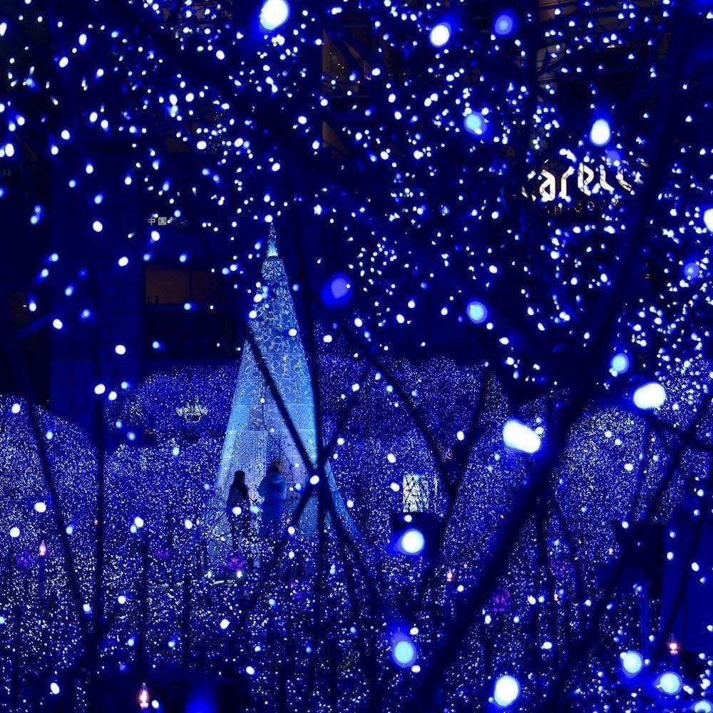 Joomer Blue Solar Christmas Lights, 2 Pack Total 144 FT 400 LED 8 Modes Waterproof Outdoor for