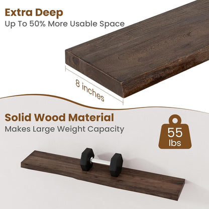 Floating Shelves for Wall Decor, Rustic Solid Elm Wood Live Edge Floating Shelves Wall Mounted