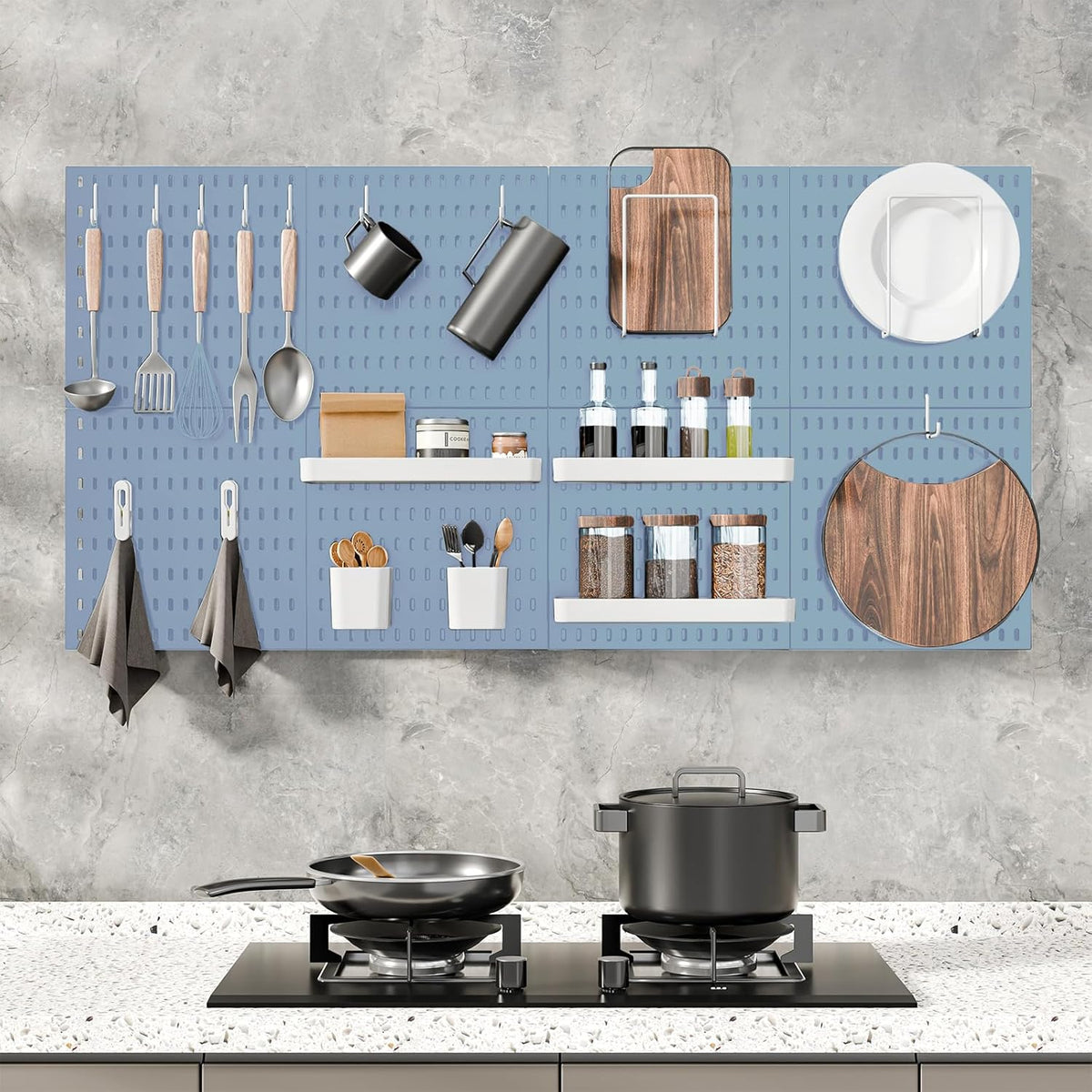 Pegboard Combination Kit, 25.2" x 25.2" Wall Mounted Storage Set with 4 Pegboards & 20 Accessories