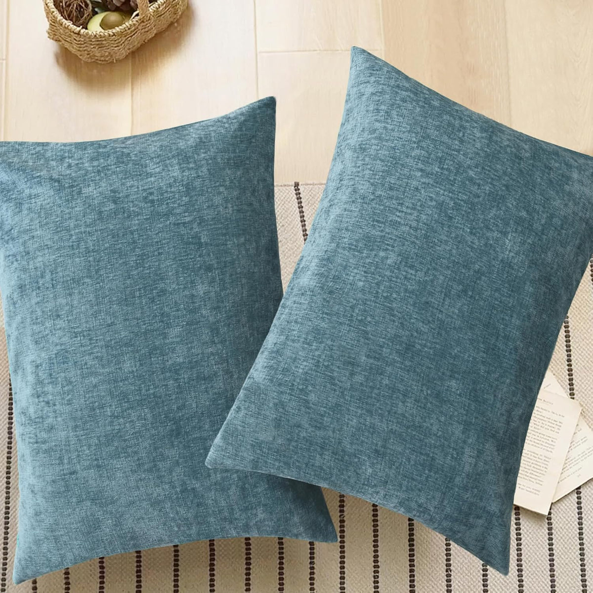 CaliTime Throw Pillow Covers Decorative 20 X 26 Inches Pack of 2 Cozy Chenille Standard Pillow