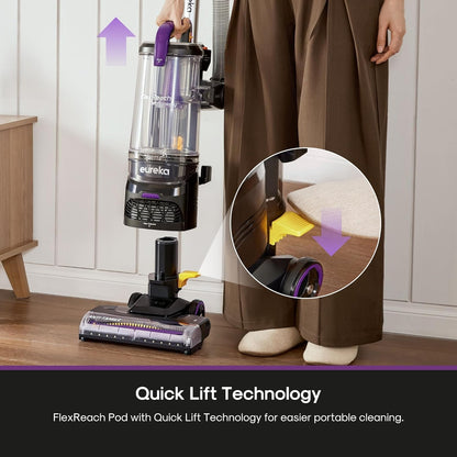 Eureka FlexReach Powerful Upright Vacuum Cleaner for Carpet and Hard Floor, Lift-Away Vacuum with