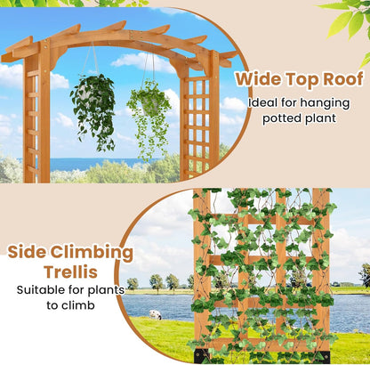 Giantex 7.5FT Wood Garden Arbor Trellis, Wooden Wedding Arch for Ceremony Party, Outdoor Archway