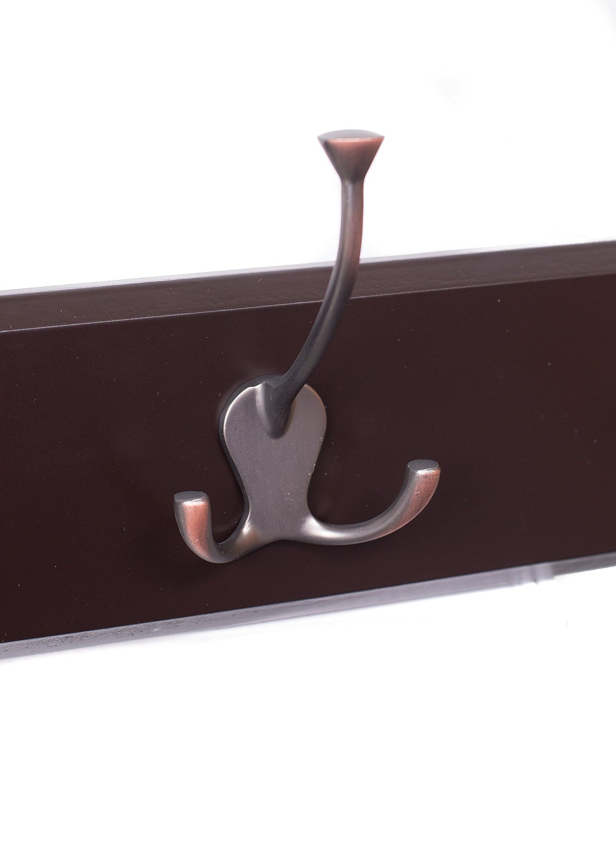 BIRDROCK HOME Tri Hook Coat Rack - 3 Hooks - Wall Mount Hat Rack - Brown Finish - Bronze Hooks