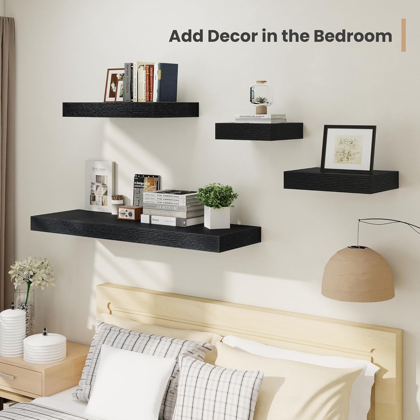 Heimlove 12 Inch Deep Floating Shelves, 16 x 12 inches Long Wall Shelf, Large Extra Display Shelf &