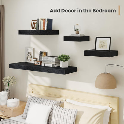 Heimlove 12 Inch Deep Floating Shelves, 16 x 12 inches Long Wall Shelf, Large Extra Display Shelf &