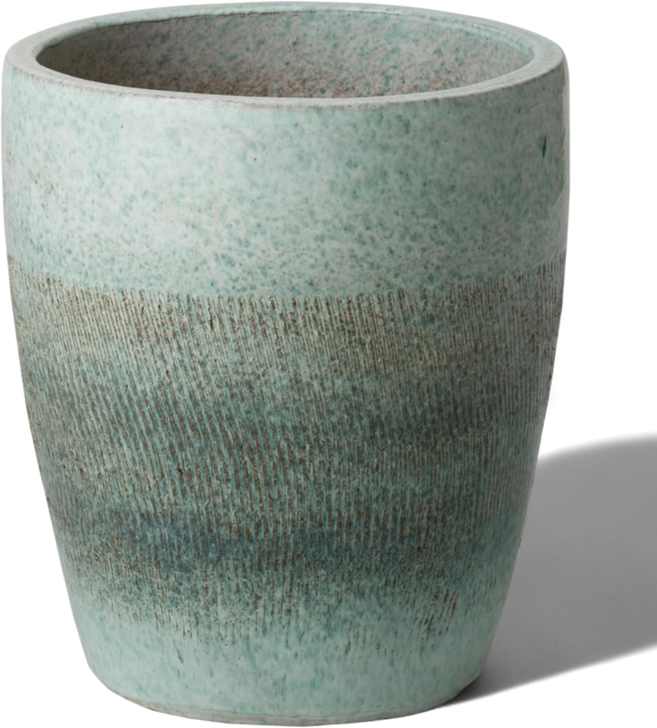Emissary Bullet 14 in. Coastal Splash Ceramic Round Planter (14 in. L x 14 in. W x 15.5 in. H) with