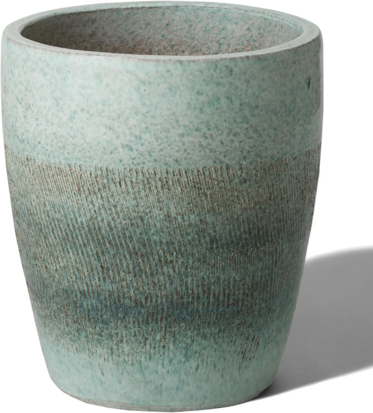 Emissary Bullet 14 in. Coastal Splash Ceramic Round Planter (14 in. L x 14 in. W x 15.5 in. H) with