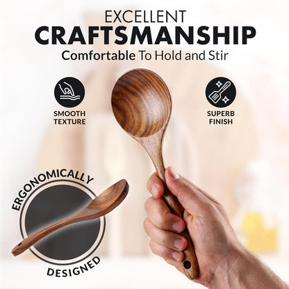 Wooden Utensils Set in Teak - Kitchen Essentials by Zulay Kitchen