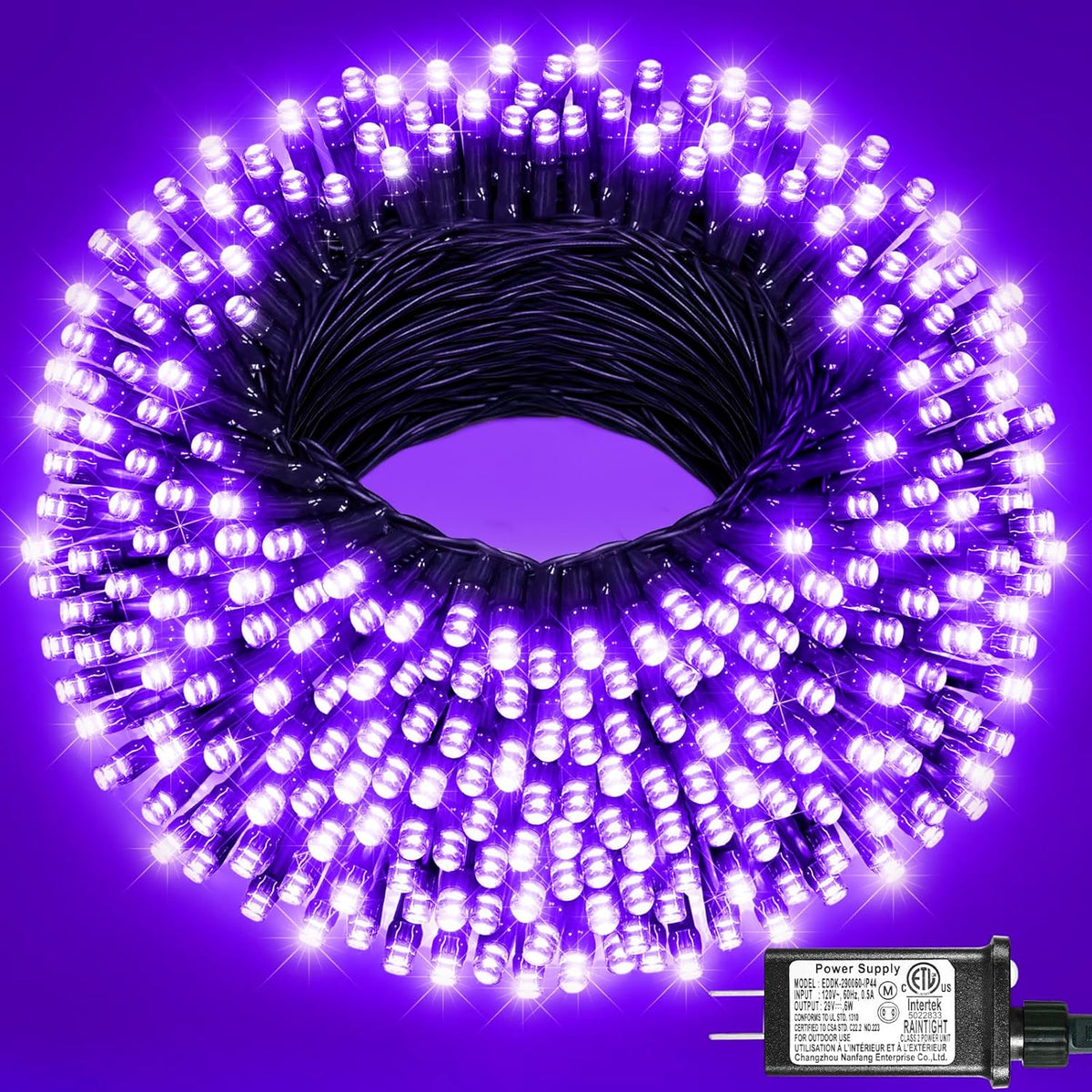 Purple Halloween Lights Outdoor, 100FT 300 LED Halloween String Lights with 8 Modes Waterproof