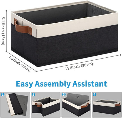 GhvyenntteS Storage Baskets for Organizing, Fabric Storage Bins with Leather H&les, Foldable