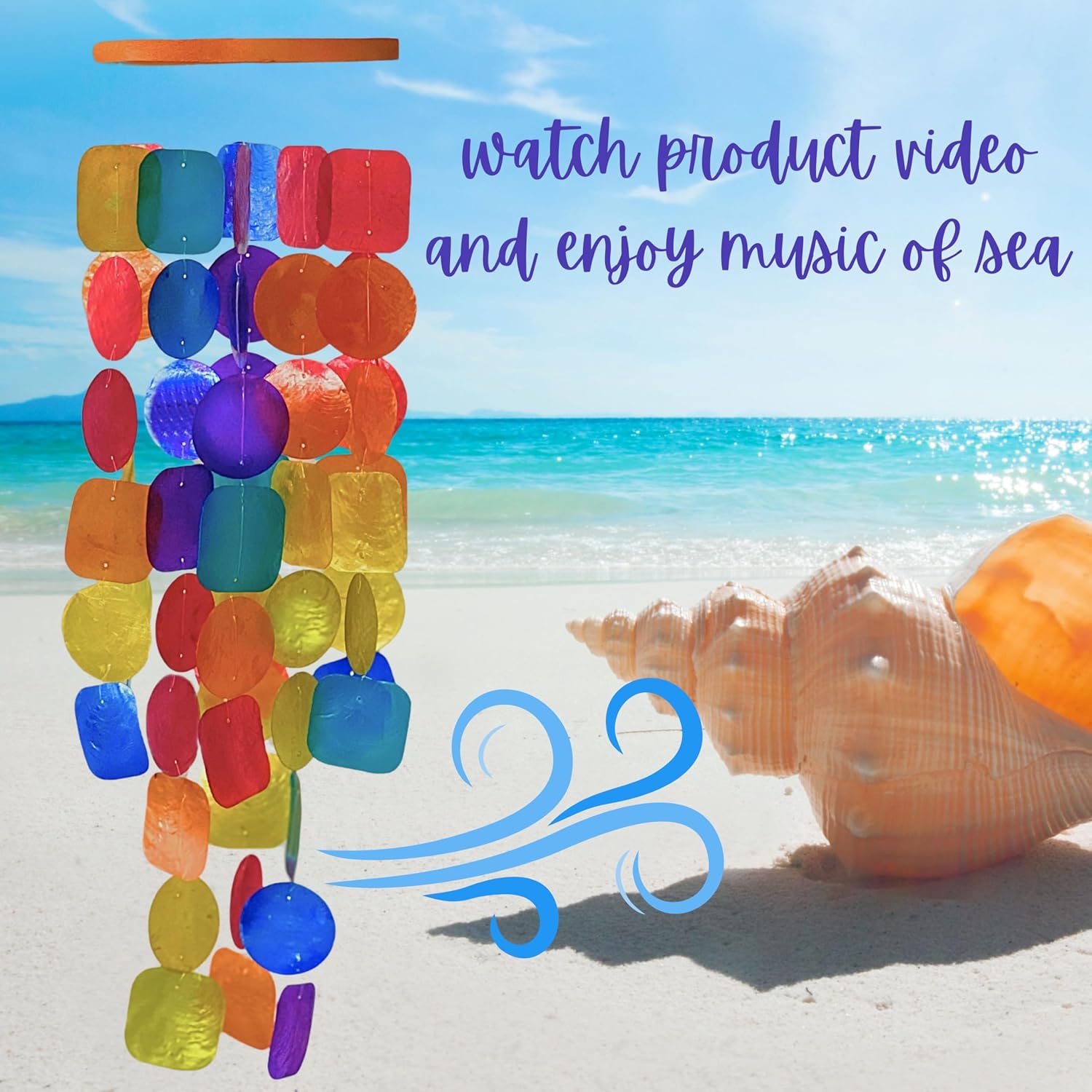 Bellaa 22906 Wind Chimes Outdoor, Garden Decorations, Musical, Indoor/Outside Windchimes, Beach
