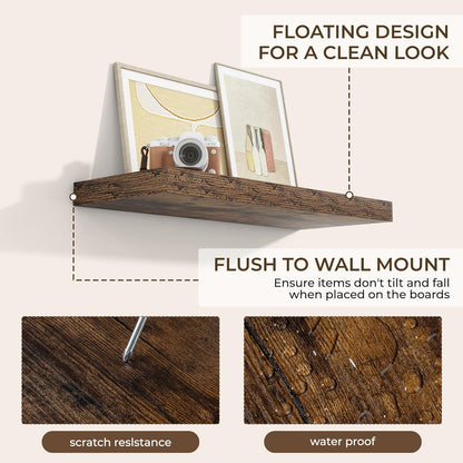 RICHFOCUS 31.5Inch Floating Shelves for Wall 2 Pack Shelves for Bedroom|Kitchen|Bathroom Wall