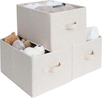 StorageWorks Storage Baskets for Shelves, Foldable Fabric Closet Storage Bins with Handles, Fabric