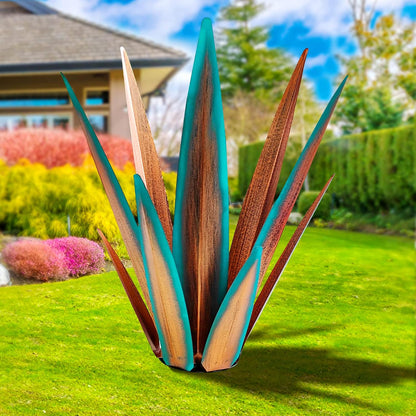 Large Tequila Rustic Sculpture, Agave Plants for Outdoor Patio, Home Decor Hand Painted Metal