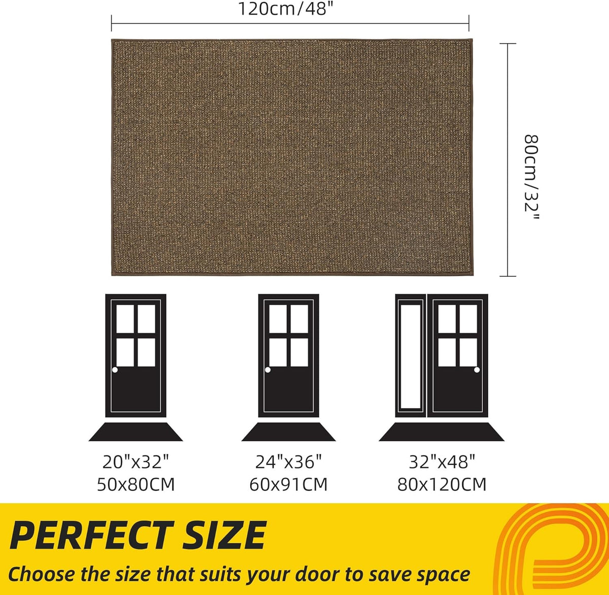 JSEI Dirt Trapper Door Mat 32"x48" Non-Slip Washable Entrance Mat, Dog Doormats, Absorbent &