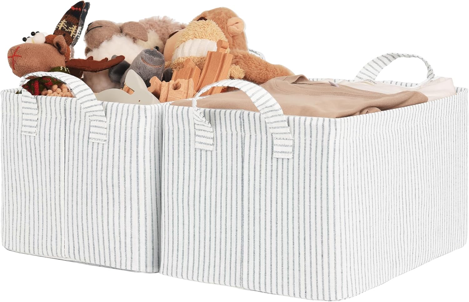 StorageWorks Storage Bins, Fabric Storage Bins for Shelves, Storage Baskets with Metal Frame