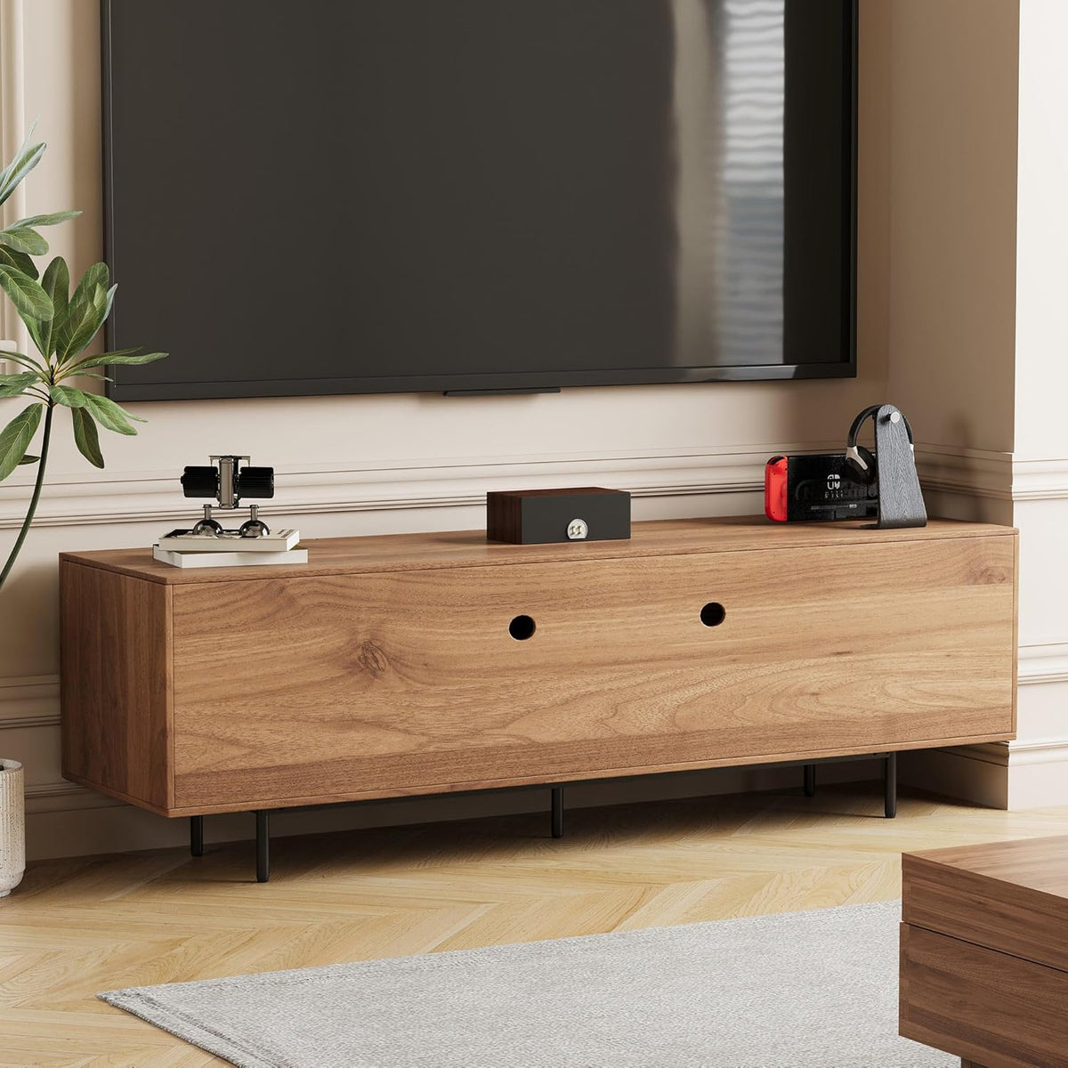 Mid Century Modern TV Stand for 70 Inch TVs, 70.87" Walnut Console with Ample Storage – Stylish