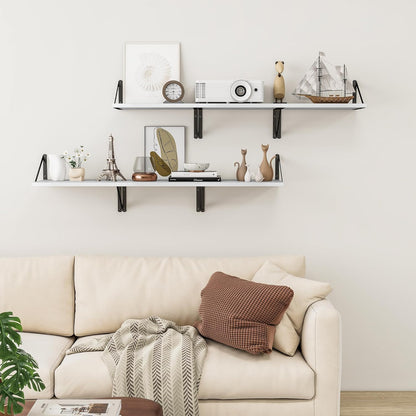Heimlove Deep Floating Shelves for Wall, 12 Inch Deep Floating Shelves Set of 3, 16W x 12D Wood