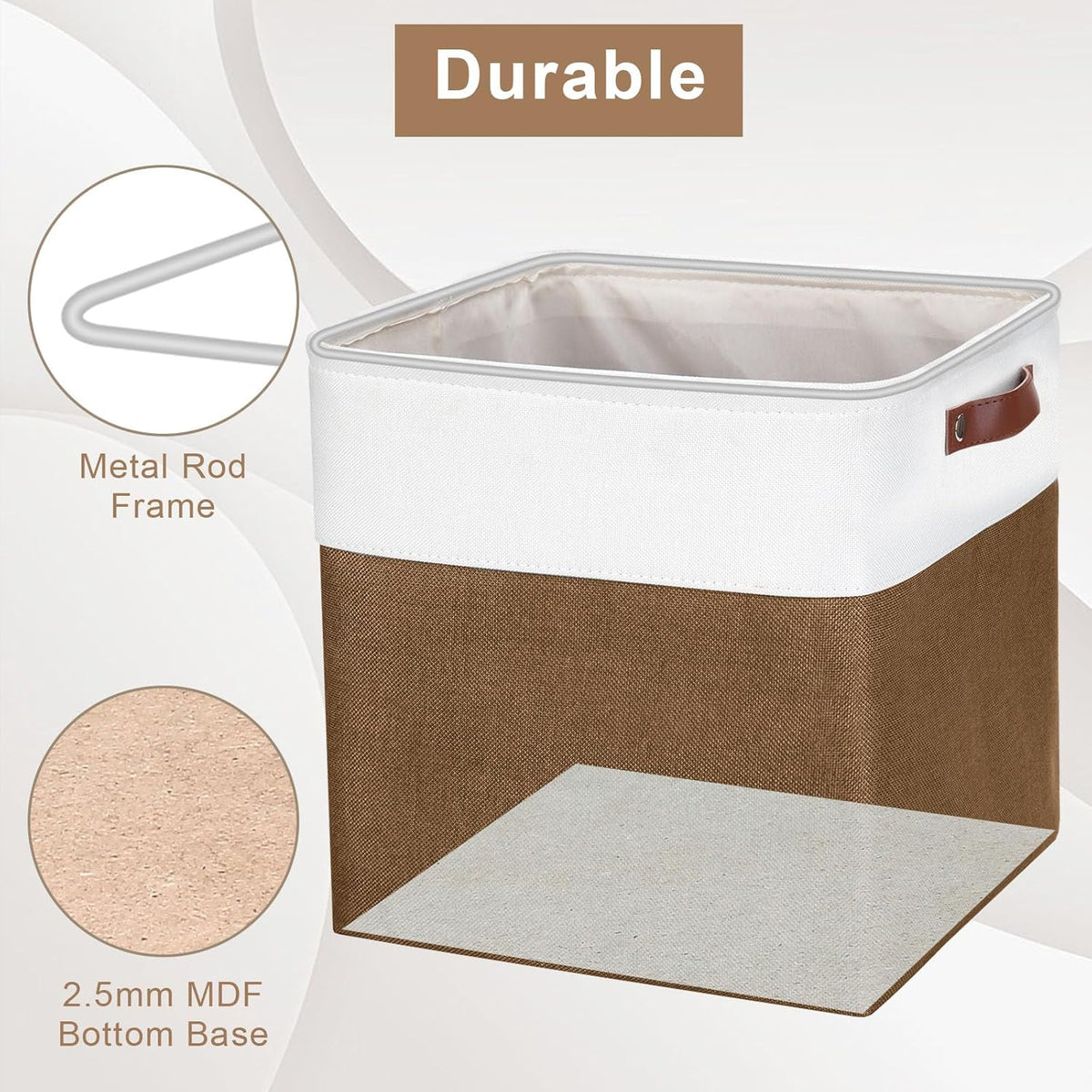 13x13 Cube Storage Bins, Collapsible Fabric Storage Box, 4 Pack Closet Baskets with Handles for
