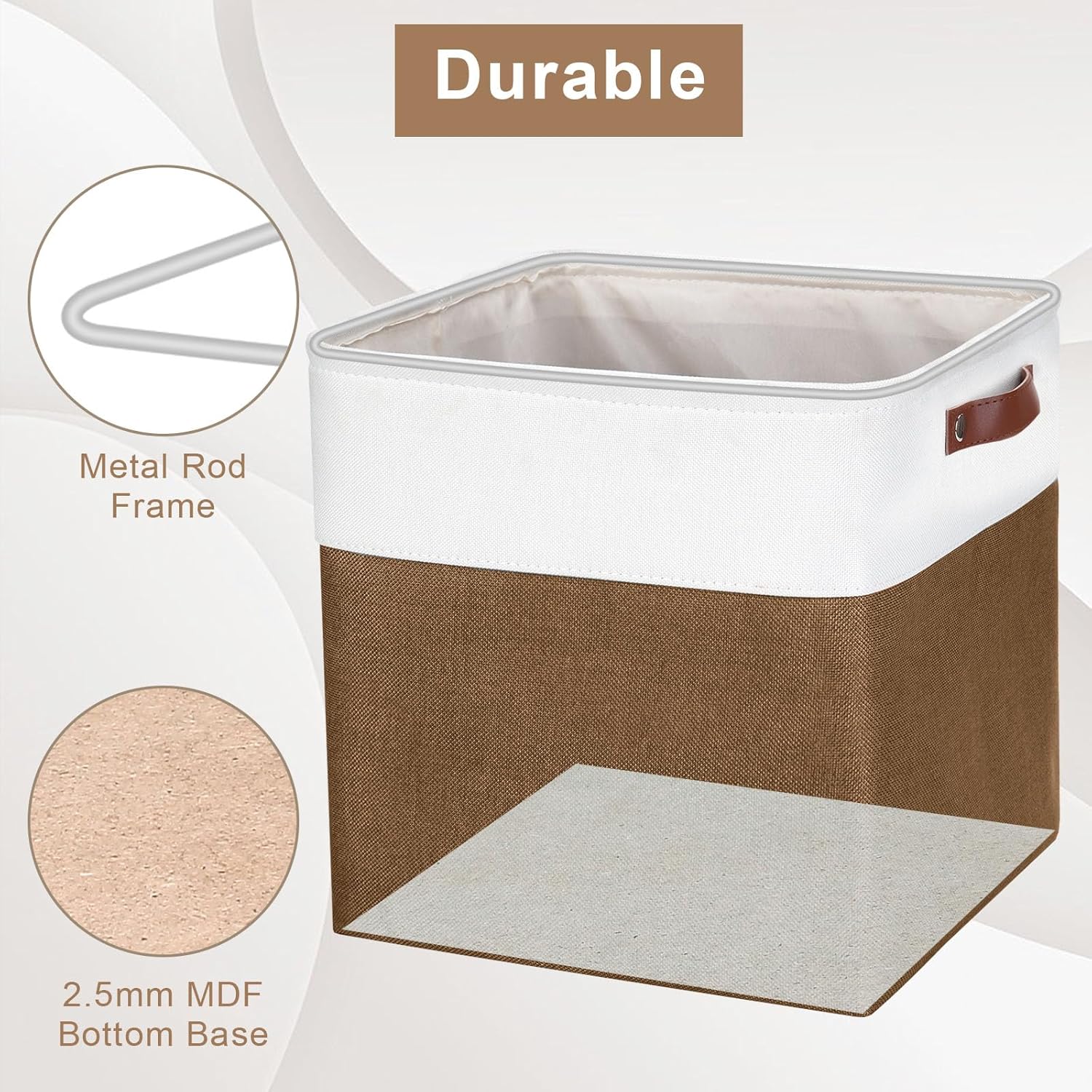 13x13 Cube Storage Bins, Collapsible Fabric Storage Box, 4 Pack Closet Baskets with Handles for