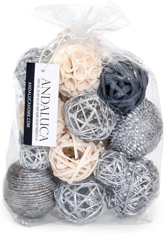 ANDALUCA Decorative Balls Bag Bowl Filler Home Decor (Silver)
