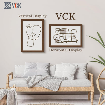VCK 16x24 Picture Frame 3 Pack, Brown Wood Poster Frame with Exclusive Wood Grain, Wall Mounting