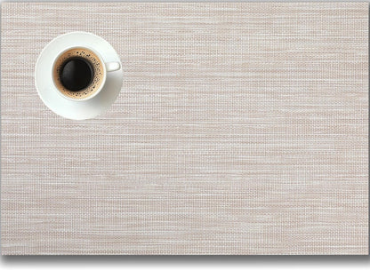 Placemats Set of 4 - Easy Clean Woven Vinyl Placemats for Dining Table, Indoor/Outdoor Place Mats
