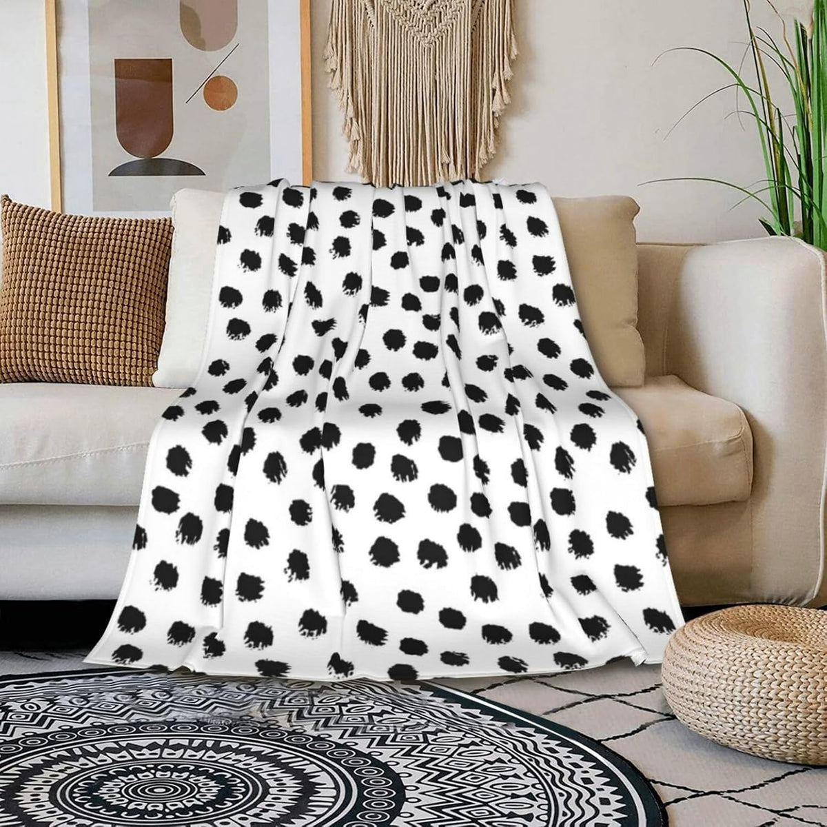 HGOD DESIGNS Polka DotsBlanket, Super Soft Brush Strokes Dots Throw Blanket 40"x50" Blanket for Bed