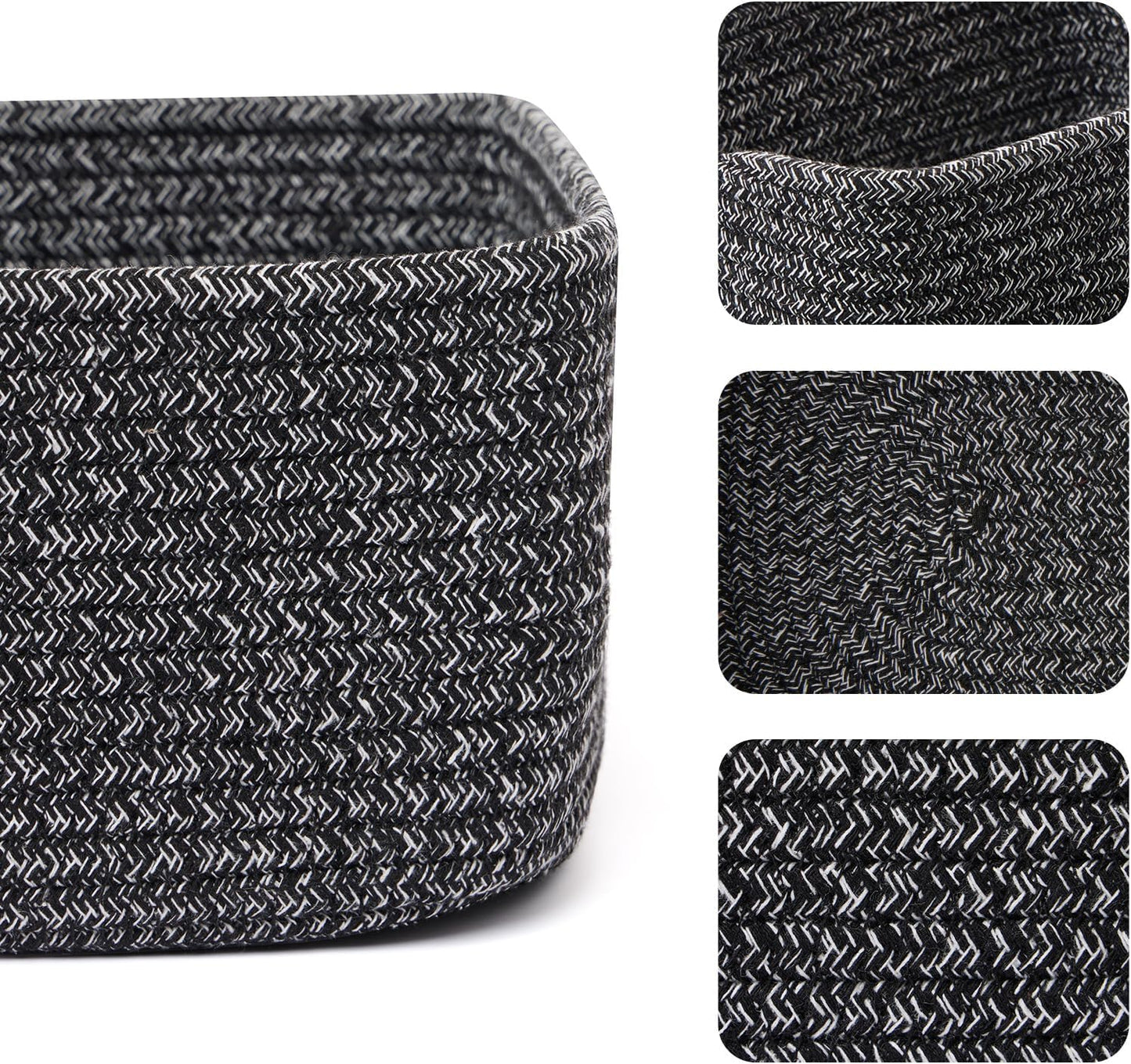 Small Storage Baskets for Organizing | Closet Organizer Bins | Shelf Toy Basket | Woven Rope