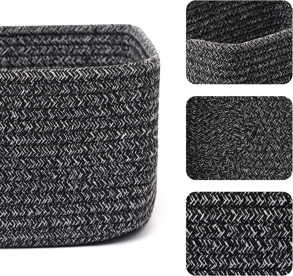 Small Storage Baskets for Organizing | Closet Organizer Bins | Shelf Toy Basket | Woven Rope