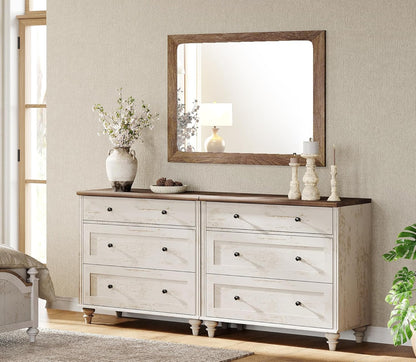 WAMPAT Kids Dresser for Bedroom with 6 Drawers, Baby Dressers with Wide Chest of Drawers, Farmhouse