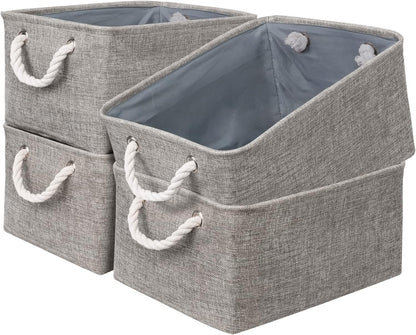 Storage Basket Fabric Sturdy Canvas Storage Bins Organizer with Handles for Clothes and Storage