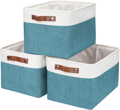 Storage Bins Large Fabric Storage Baskets for Shelves 3 Pack, Decorative Linen Closet Baskets with