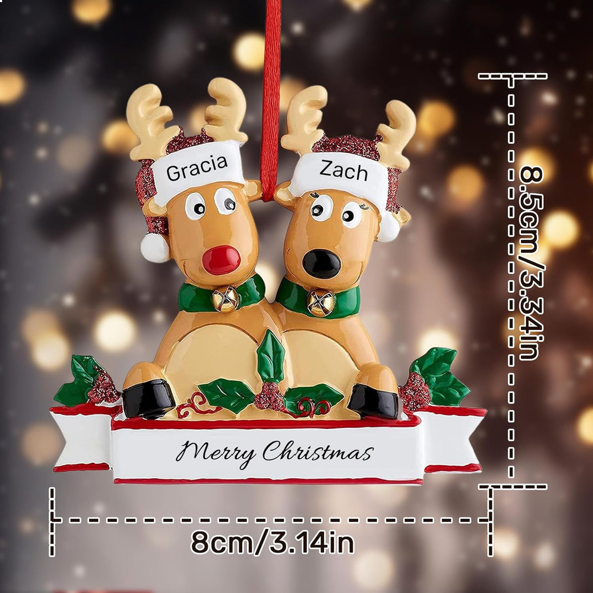 Personalized Christmas Ornaments 2025, Custom Reindeer Family Ornaments for Trees with Names