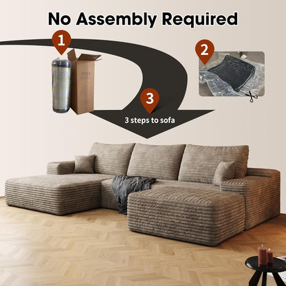 108" Sectional Couches for Living Room Modern Modular Sofa with L-Shape Couchs Upholstered Boneless