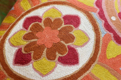 Soft Turquoise Hand Embroidered Floral Pillow Cover Flower Pillows Loral Outdoor Pillowcase Suzani