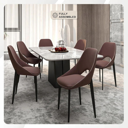LeisureMod Amalfi Upholstered Fabric Dining Chair – Modern Side Chair with Iron Legs, Mid-Century