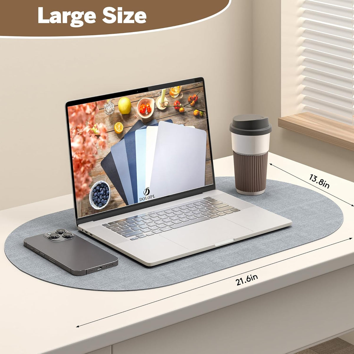 DOLOPL Large Placemats Set of 6, Oval Reversible Wipeable & Non-Slip Place Mats, Modern Faux