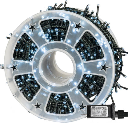 Dazzle Bright 164 FT 500 LED Christmas String Lights, Waterproof Green Wire String Lights with 8
