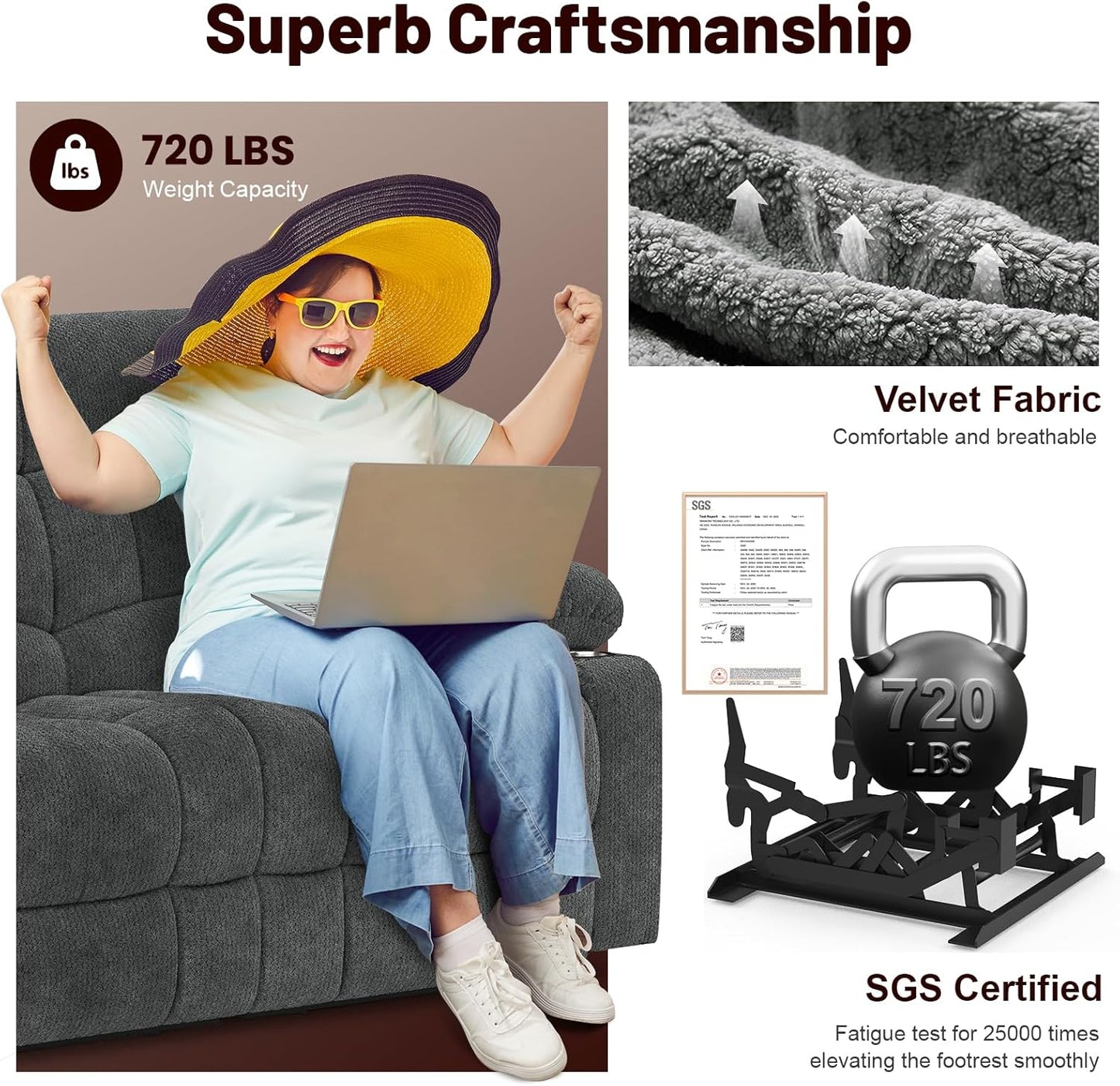 Loveseat Recliner Sofa, 2 Seater Minimalist Style Fabric Manual Pull Tab Reclining Loveseat with