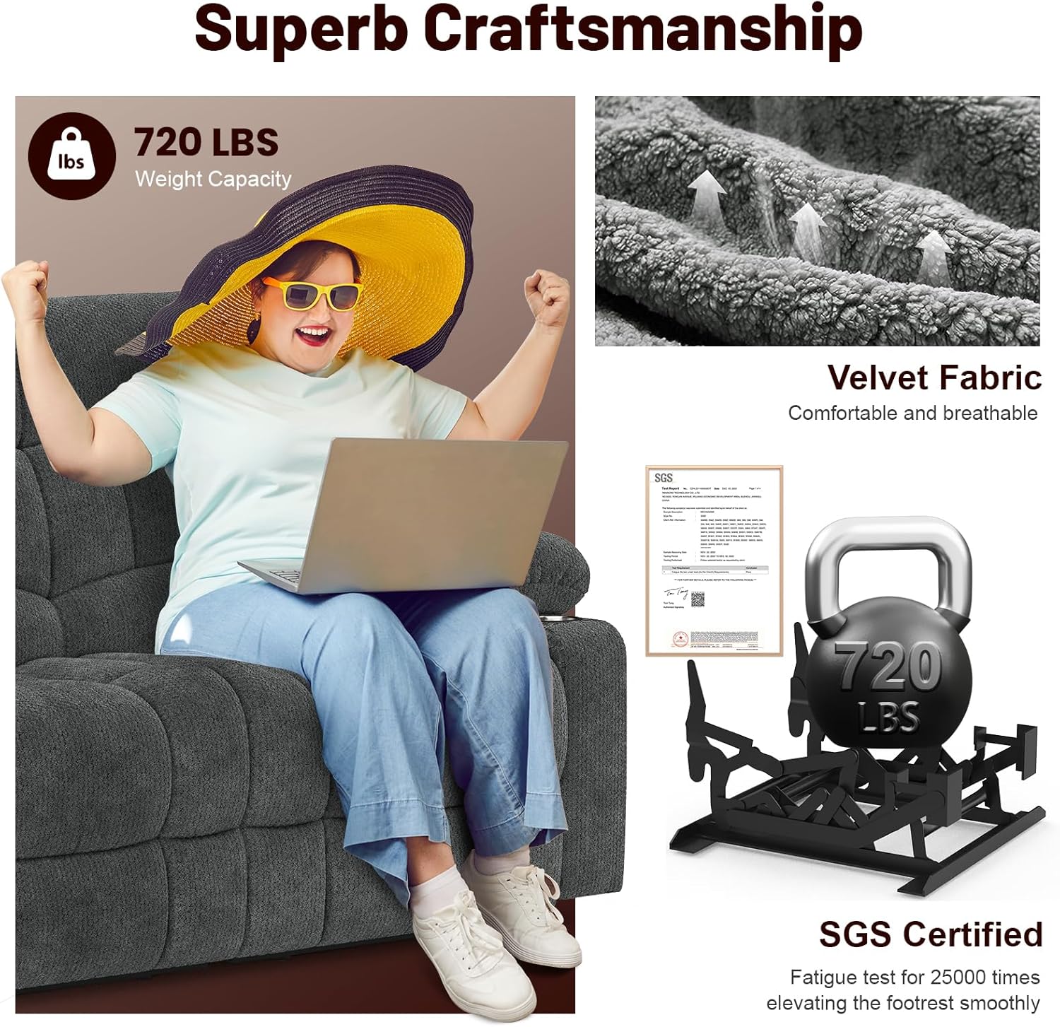 Loveseat Recliner Sofa Set with 2+1+1 Pieces, 2 Seater Minimalist Style Fabric Manual Pull Tab
