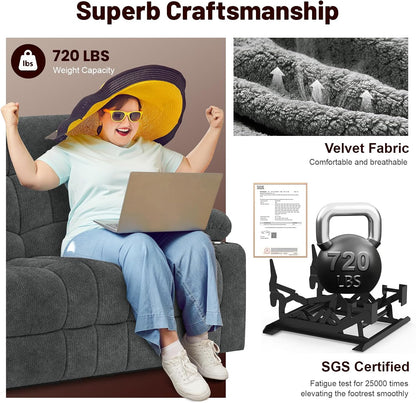 Loveseat Recliner Sofa Set with 2+1+1 Pieces, 2 Seater Minimalist Style Fabric Manual Pull Tab