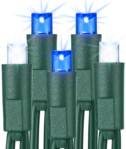 Brizled Blue & White Christmas Lights, 33ft 100 LED 5MM Wide Angle Christmas Lights, Mini String