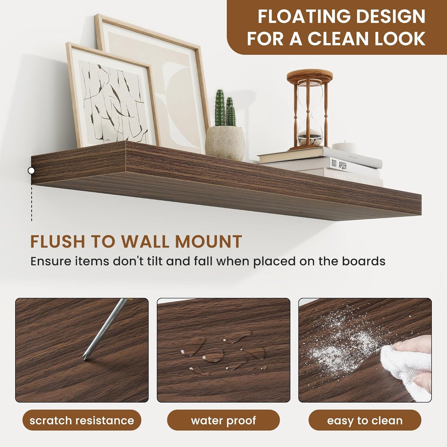 fuqing Floating Shelves for Wall, Bathroom Shelf Wall Mounted for Storage, Shelves with Invisible