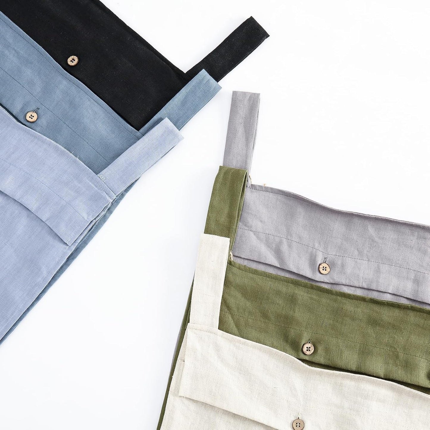 Linen Hanging Laundry Bag, 100% Linen Over The Door Laundry Hamper with Buttons and Zipper, Space