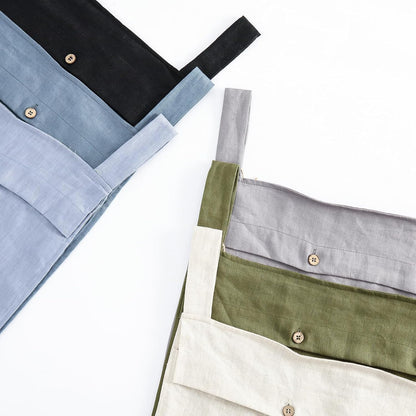 Linen Hanging Laundry Bag, 100% Linen Over The Door Laundry Hamper with Buttons and Zipper, Space