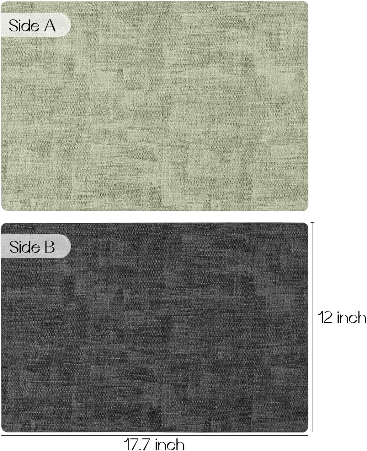 Romanstile Reversible Vinyl Placemats Set of 8, Faux Leather 100% Waterproof Oil-Proof Wipeable