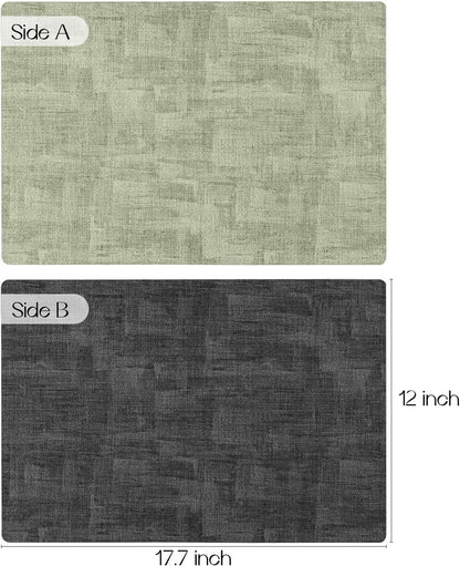 Romanstile Reversible Vinyl Placemats Set of 8, Faux Leather 100% Waterproof Oil-Proof Wipeable