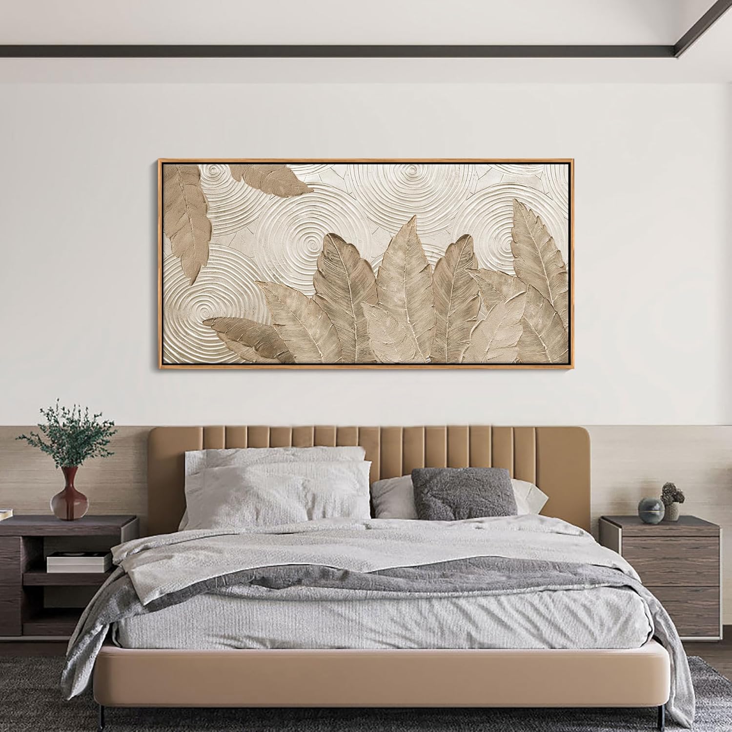Minimalist & Modern Art for Bedroom Decor Framed Abstract Artwork for Walls Neutral & Contemporary